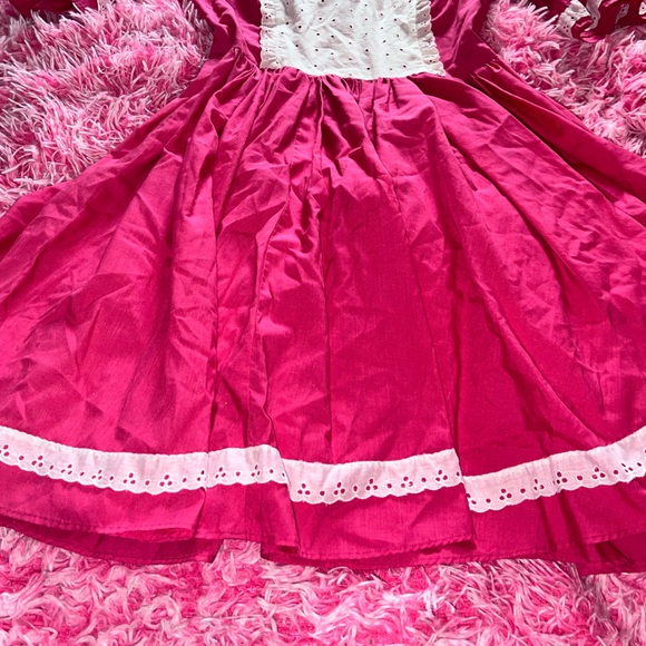 CUSTOM Vintage 1950s pink swing dress with eyelet lace - Picture 5 of 7